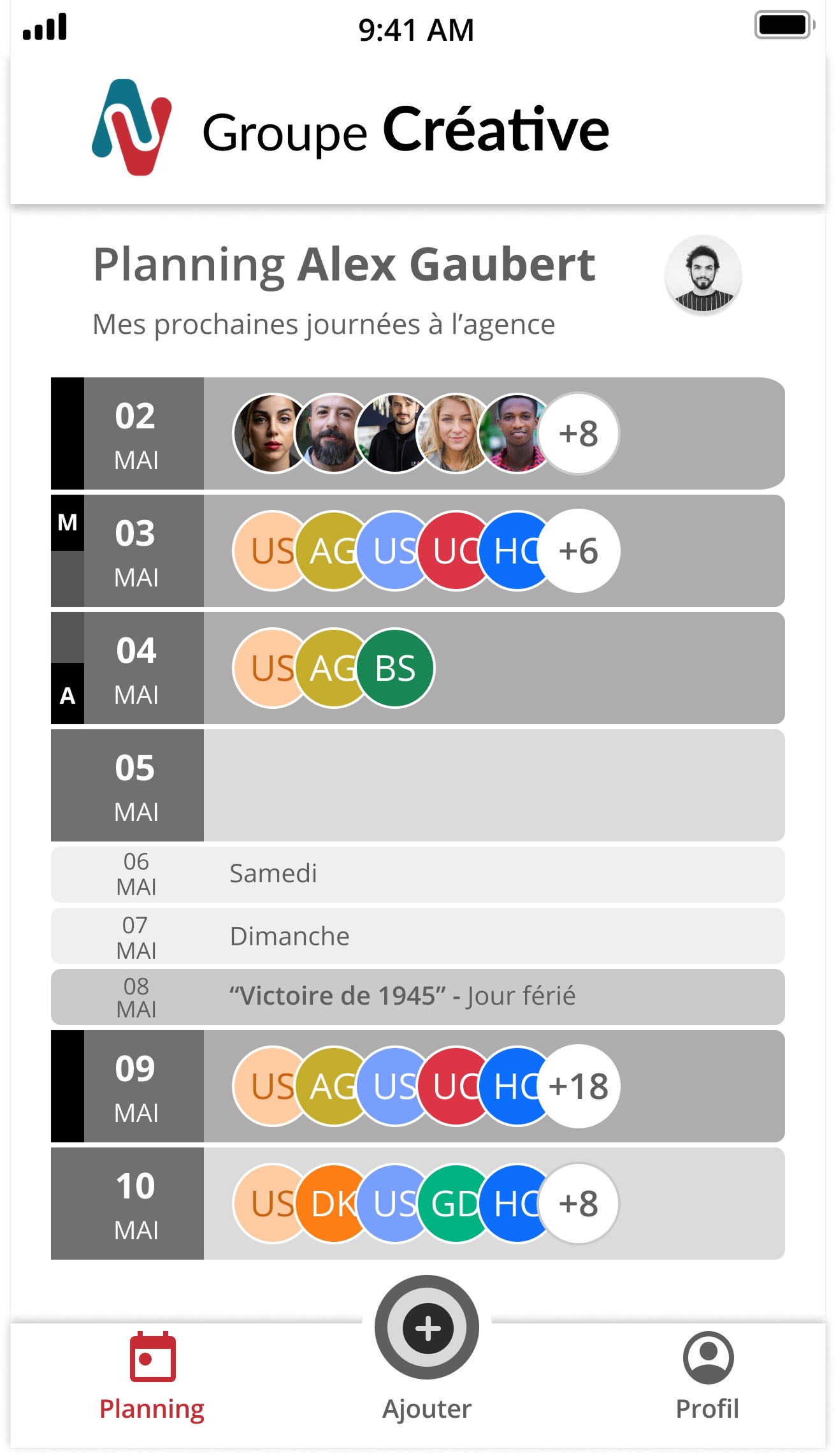 UI App Mobile Interne de présentiel