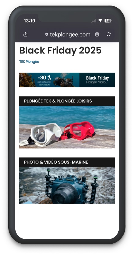 Design UX/UI - E-Commerce B2B/B2C Black Friday Groupe TEK Plongée